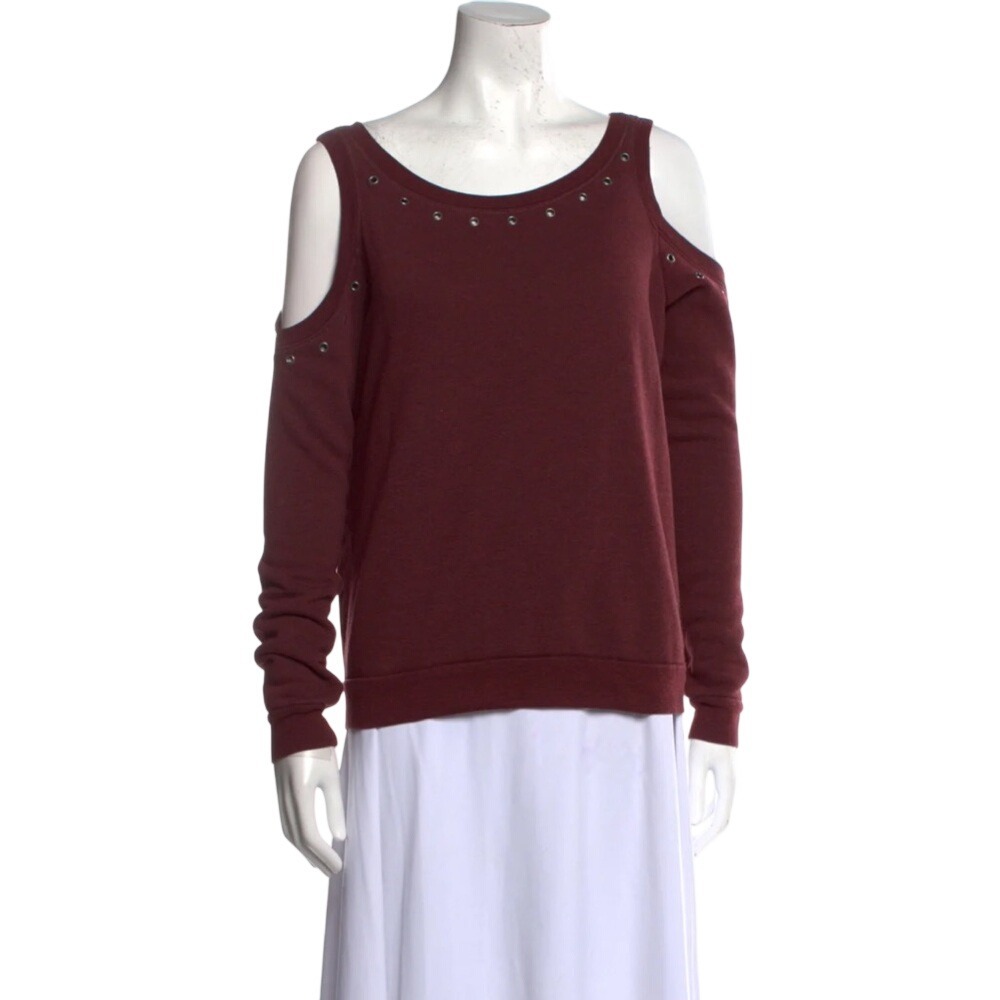 Rebecca Minkoff Size Small Burgundy Scoop Neck Long Sleeve Sweatshirt